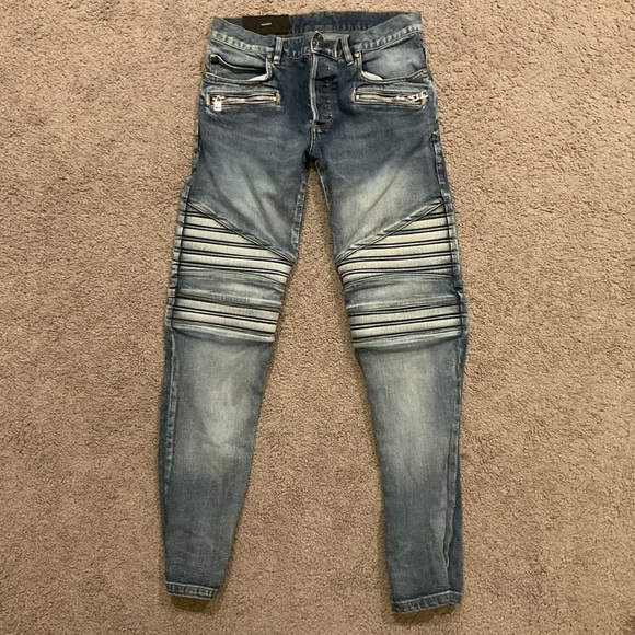 Balmain Paris Vintage Tapered MOTO Jeans Pants Back to School Y2K sz 29 Like New - Picture 4 of 11